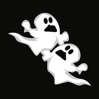 design de logotipo fantasma, ícone de halloween, ilustração de fantasia de halloween, modelo de banner de celebração vetor