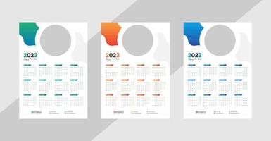 calendário de parede de uma página 2023 vetor