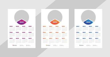 calendário de parede de uma página 2023 vetor