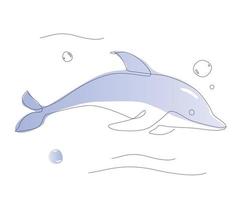uma ilustração de golfinho de linha. vetor de arte de linha de mamífero da vida marinha. contorno de peixe fofo