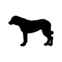 cão pastor da Ásia Central. silhueta preta de um cachorro em um fundo branco. ilustração vetorial vetor