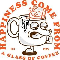 ilustração cartoon xícara de café, conceito para design de camiseta e design de adesivo vetor