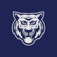 design de logotipo de mascote de tigre branco vetor