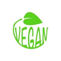 símbolo de rótulo de comida vegana folha de carimbo certificada vetor