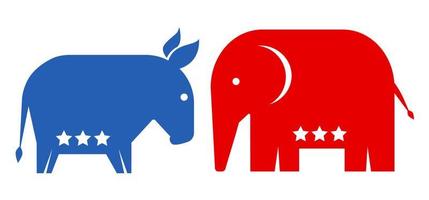 partidos políticos americanos. burro e elefante vetor