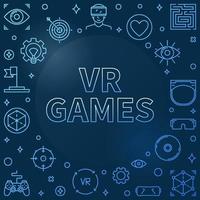 quadro linear azul de jogos vr - ilustração vetorial de jogos de realidade virtual vetor