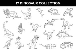 coleção de ilustração de desenho de contorno de dinossauro vetor