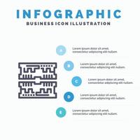 ícone de linha de computador de componente de cartões com fundo de infográficos de apresentação de 5 etapas vetor