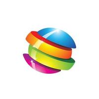 uma imagem de logotipo de um orbe cortado em várias formas em vários gradientes coloridos parece divertido e moderno em estilo 3d vetor