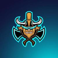 logotipo da mascote do emblema do esport de jogos anão irritado. bárbaro com ilustração vetorial de barba. vetor