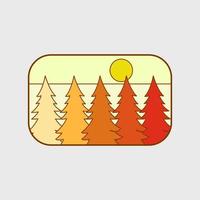 design vetorial simples de pinheiros e sol vetor