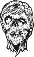 gritar cabeça zumbi silhueta clipart vetor