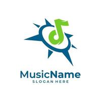 música bússola logotipo ilustração vetorial ícone. modelo de design de logotipo de música de bússola vetor