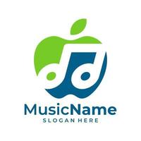 vetor de logotipo de música de maçã. modelo de design de logotipo de maçã de música