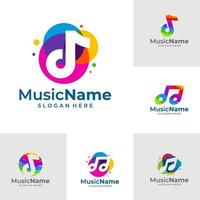 conjunto de ilustração de ícone de vetor música cor logotipo. modelo de design de logotipo de música colorida