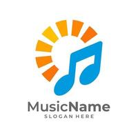 música sol logo vector ícone ilustração. modelo de design de logotipo de música do sol