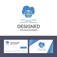 cartão de visita criativo e modelo de logotipo ilustração vetorial de nuvem de rede de marketing mundial vetor