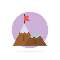 sucesso conquista bandeira objetivo missão pico de montanha círculo abstrato fundo ícone de cor plana vetor