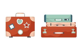 conjunto de pilhas de bagagem e mala para viagens. ilustração vetorial. vetor