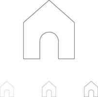 interface do instagram em casa conjunto de ícones de linha preta em negrito e fino vetor