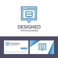 cartão de visita criativo e modelo de logotipo crédito internet empréstimo dinheiro online ilustração vetorial vetor