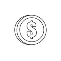 ícone de moeda de dólar no estilo da linha. ilustração vetorial vetor