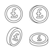 moeda de libra definida em estilo de linha. ilustração vetorial plana vetor