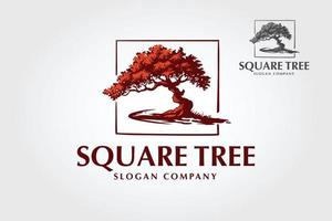 modelo de logotipo de vetor de árvore quadrada. esta ilustração de uma árvore onde estão dentro de uma moldura quadrada. este logotipo é adequado para todos os tipos de negócios.