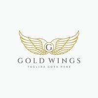 logotipo de asas de ouro vintage, logotipo de crista, logotipo de luxo, modelo de logotipo vetorial