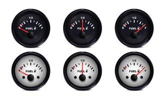 vetor realista, conjunto 3d de indicadores de nível de combustível no carro.