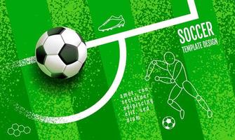 design de modelo de futebol, banner de futebol, design de layout de esporte, tema verde, ilustração vetorial vetor