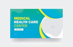 modelo de miniatura de vídeo de capa de miniatura de saúde médica banner da web vetor