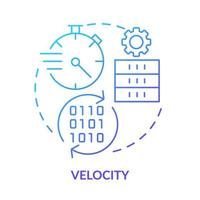 ícone de conceito gradiente azul velocidade. big data característica abstrata idéia ilustração de linha fina. velocidade de aquisição de dados, processamento. desenho de contorno isolado. vetor