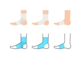 tipos de bandagem de pé, cinta de compressão, suporte de tornozelo e arco vetor