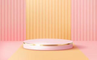 3d renderizado luxo rosa vitrine de pódio de ouro rosa vetor 3d fundo rosa 251022