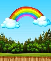 paisagem em branco com grande arco-íris no céu vetor