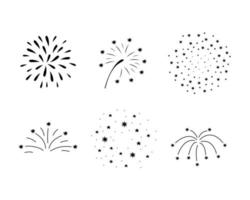 conjunto doodle brilhos festivos, saudações de carnaval. Natal, 4 de julho e feriados de inverno descrevem o elemento de explosão de fogos de artifício. vetor