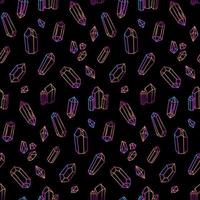 cristais de contorno colorido escuro padrão sem emenda, fundo de estilo hippie retrô. para tecido vintage, têxtil, papel de parede, papel de embrulho vetor