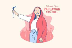 ilustrações heróis indonésios para o dia dos heróis nacionais indonésios conceito de design hari pahlawan vetor