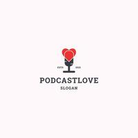 ilustração em vetor modelo de design de ícone de logotipo de amor podcast
