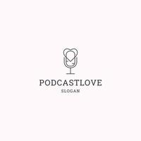 ilustração em vetor modelo de design de ícone de logotipo de amor podcast