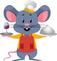 mouse cozinhar, ilustração, vetor em fundo branco.