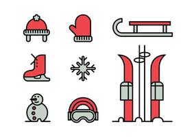 Conjunto de ícones de atividades de inverno vetor