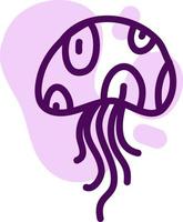 medusa roxa com longos tentáculos, ilustração, vetor em fundo branco.