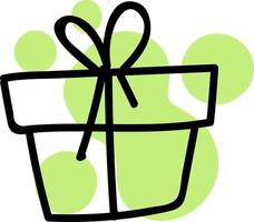 giftbox verde com laço fino, ilustração, vetor em fundo branco.