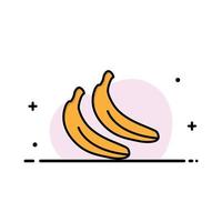 modelo de banner de vetor de ícone cheio de linha plana de negócios de frutas de comida de banana