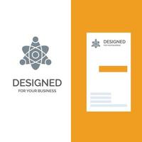 átomo educar educação design de logotipo cinza e modelo de cartão de visita vetor