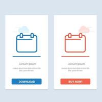 calendário dia data ano azul e vermelho baixar e comprar agora modelo de cartão de widget da web vetor