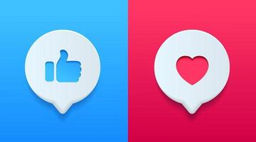 A mídia social 3d segue e gosta de botões de usuário, símbolo, sinal, emblema. ícones de notificação de seguidor para site, aplicativo móvel, ui ux.