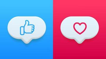 A mídia social 3d segue e gosta de botões de usuário, símbolo, sinal, emblema. ícones de notificação de seguidor para site, aplicativo móvel, ui ux.